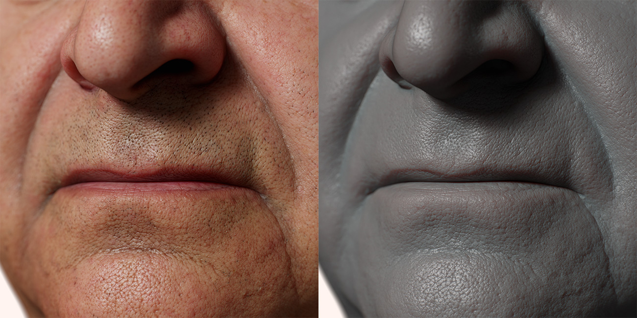 Male head scan skin pore details 